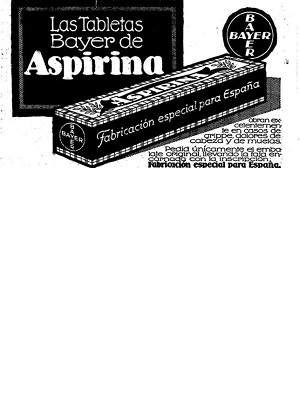 La aspirina, el ácido acetilsalicílico, es químicamente 
un éter acetilado del ácido salicílico. Se trata de un 
principio activo cuyas primeras indicaciones lo 
muestran como 
analgésico, antipirético y antiinflamatorio, eficaz y bien 
tolerado. Acá su historia.